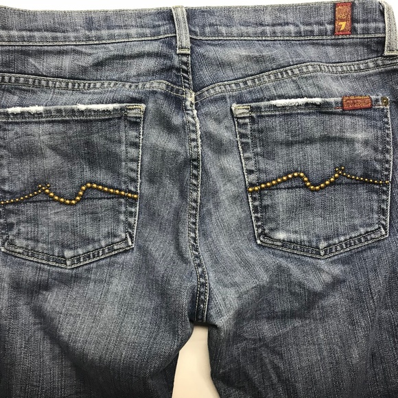 7 For All Mankind Studded Pocket Distressed Jeans - Picture 1 of 8